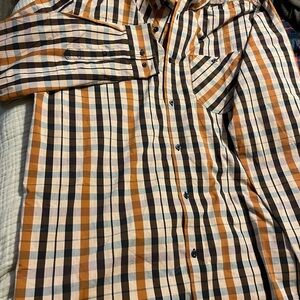Men's Rank 45 Checkered Casual Shirt in Orange and Black, long sleeve